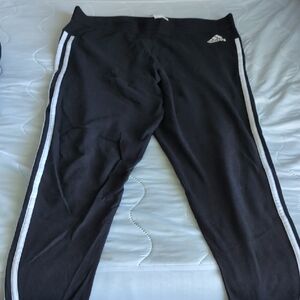 Adidas Women's Black Leggings with White Stripes